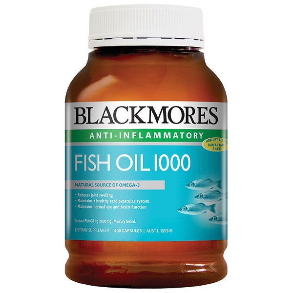 Dầu cá Blackmores Omega-3 Fish Oil 1000mg 400 viên giúp cải thiện thị giác, da dẻ mịn màng, giảm lão hóa, tốt cho tim mạch, xương khớp,...